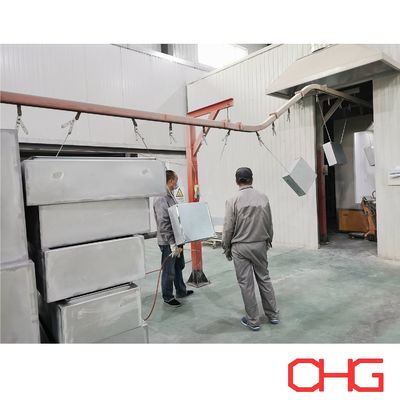 Καλή τιμή Γραμμή επίστρωσης σκόνης για το ηλεκτρικό ντουλάπι ελέγχου Τάξι Παραγωγή PP Σπρέι Μπουθ αυτόματο όπλο ψεκασμού μονότροχο σύστημα μεταφορέα σε απευθείας σύνδεση