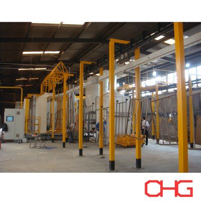 Επικεφαλής PLC εξοπλισμός γραμμής επικάλυψης σκόνης με σύστημα μεταφορέα και θάλαμο ψεκασμού