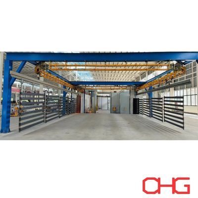 Μεταλλικά ράφια Γραμμή επικαλύψεως σκόνης με σύστημα μεταφορέα χωρίς ισχύ και μονάδα ελέγχου PLC